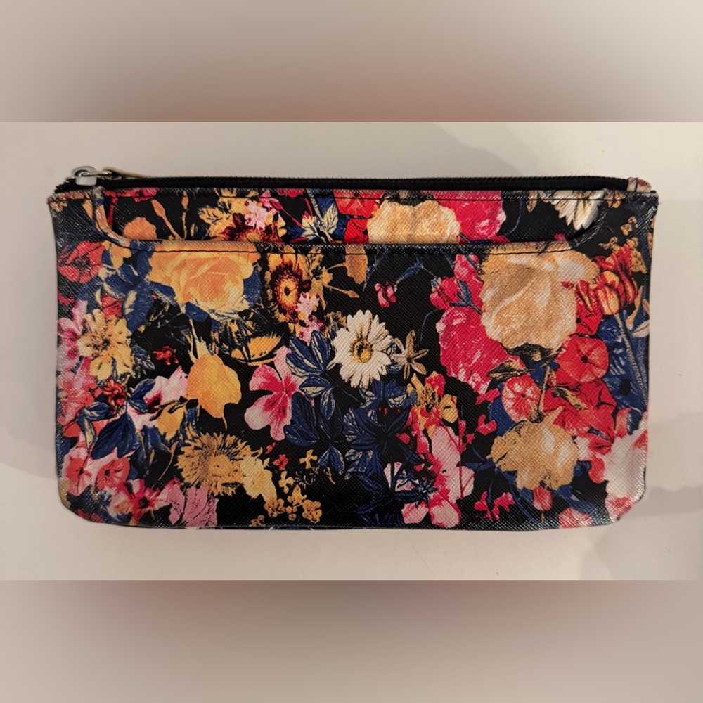Floral Print Black Multi Section Wallet *See Description*